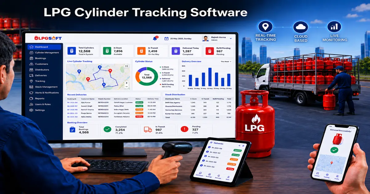 LPG cylinder tracking software with real-time delivery tracking and stock management